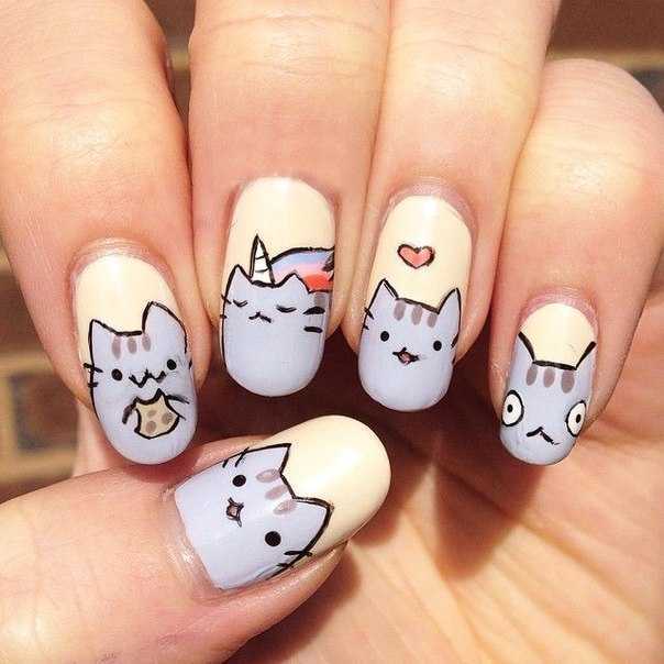 Маникюр с кошками - милый дизайн ногтей