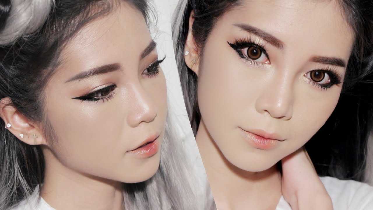 Корейский макияж глаз, губ: пошагово с фото