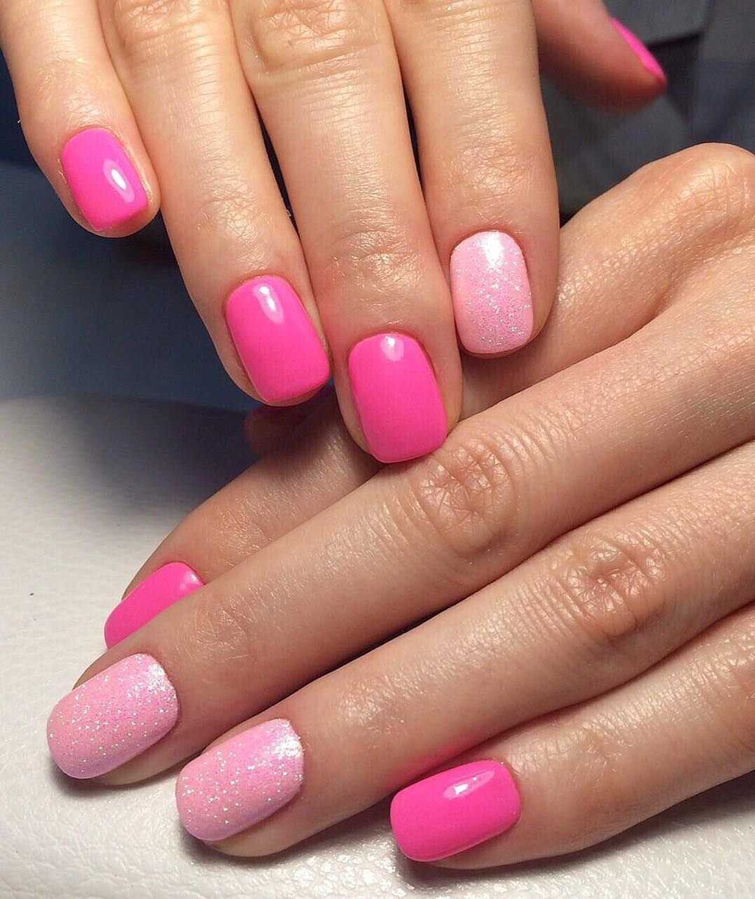 Дизайн с розовым и нюдовым маникюром на ногтях: 135+ фото